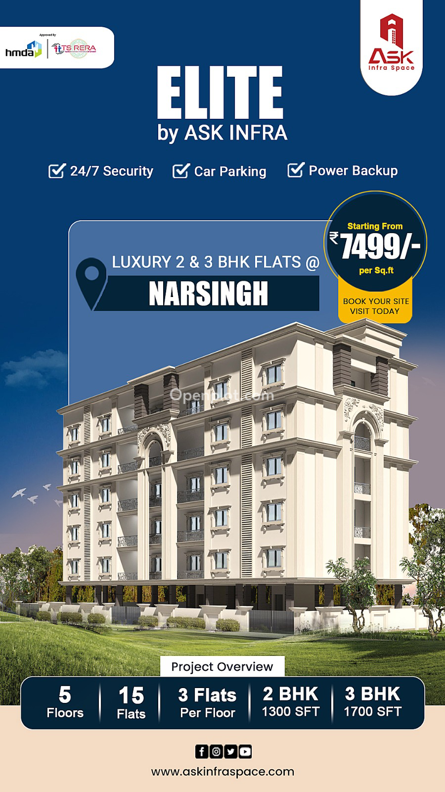 2 BHK Apartment for Sale in Narsingi,Ranga Reddy
